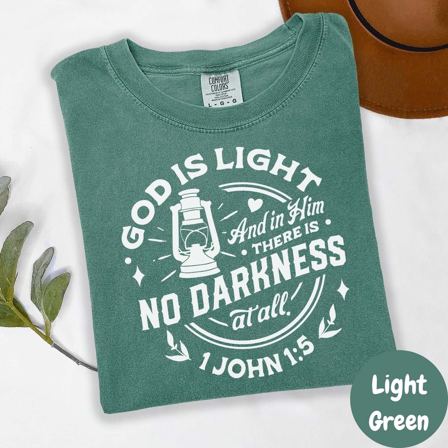 God Is Light Bible Verse Shirt, 1 John 1:5 Comfort Colors® Tee, Christian Shirt for Women, Faith Graphic Tee, No Darkness Shirt, Jesus Shirt