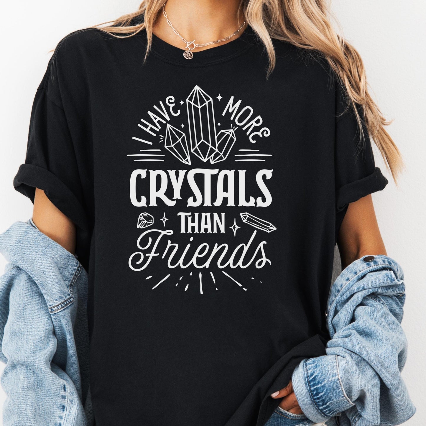 I Have More Crystals Than Friends Shirt, Comfort Colors® Witchy Tee, Funny Spiritual Shirt, Crystal Lover Gift, Introvert Graphic Tee
