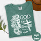 God Is My Strength Shirt, Comfort Colors® Christian Tee, Psalm 28:7 Lion and Floral Faith Shirt, Inspirational Scripture Shirt, Jesus Tee