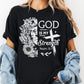 God Is My Strength Shirt, Comfort Colors® Christian Tee, Psalm 28:7 Lion and Floral Faith Shirt, Inspirational Scripture Shirt, Jesus Tee