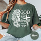 God Is My Strength Shirt, Comfort Colors® Christian Tee, Psalm 28:7 Lion and Floral Faith Shirt, Inspirational Scripture Shirt, Jesus Tee