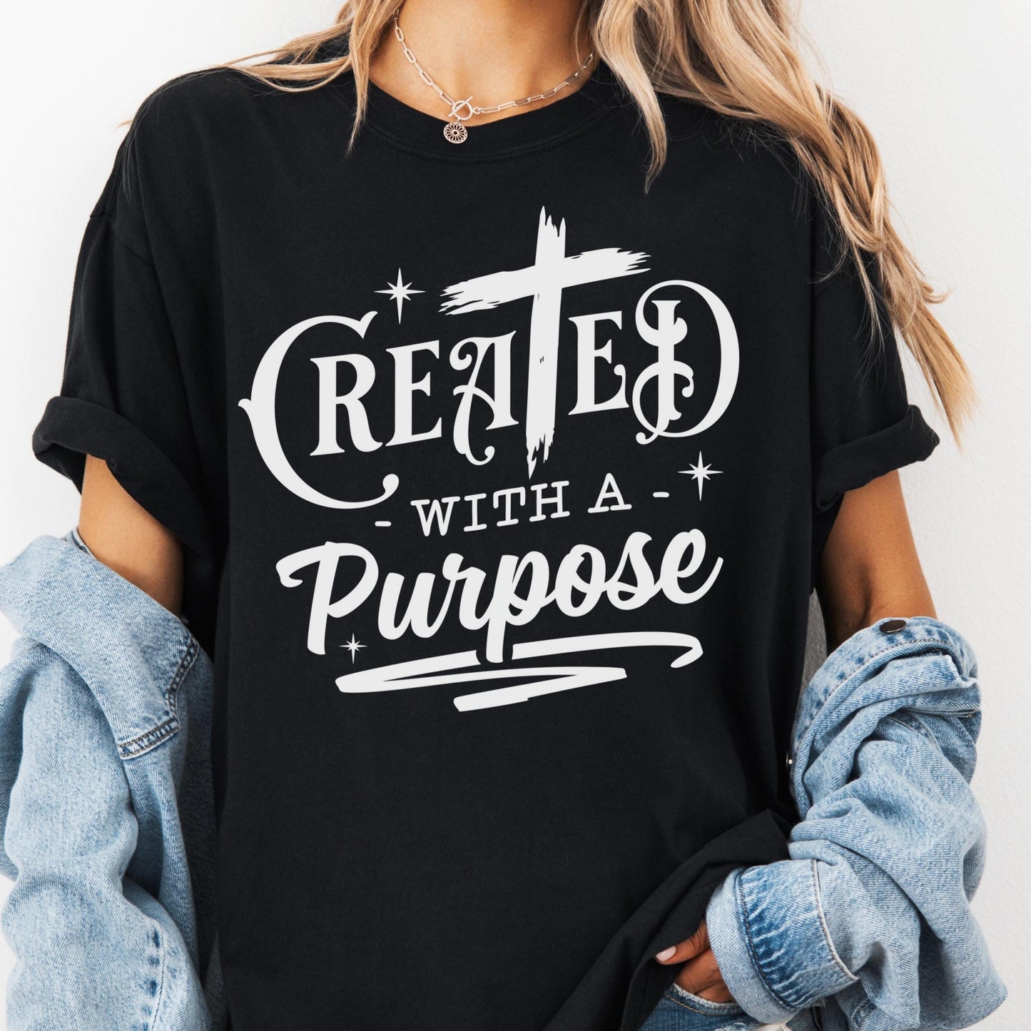 Created with a Purpose Shirt, Comfort Colors® Christian Tee, Faith-Based Inspirational Shirt, Jesus for Women, Motivational Scripture Tee