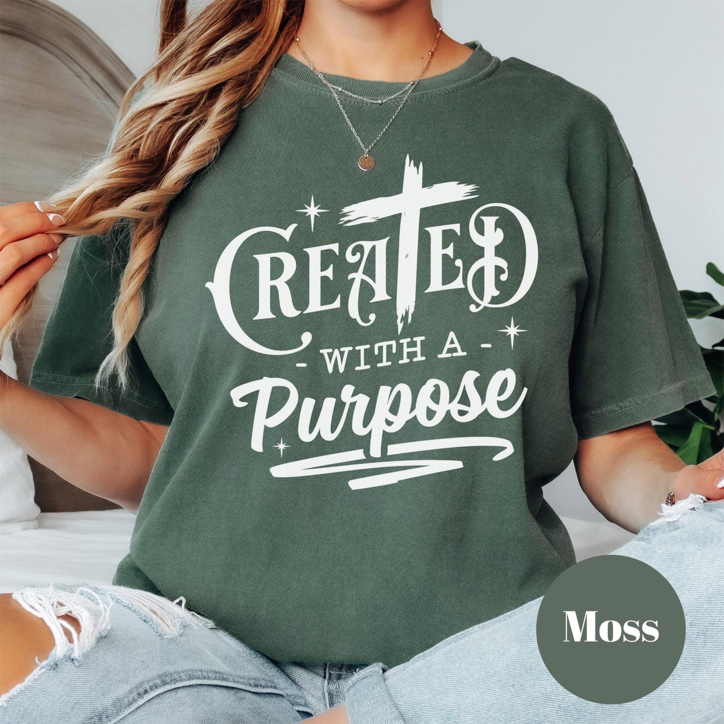 Created with a Purpose Shirt, Comfort Colors® Christian Tee, Faith-Based Inspirational Shirt, Jesus for Women, Motivational Scripture Tee