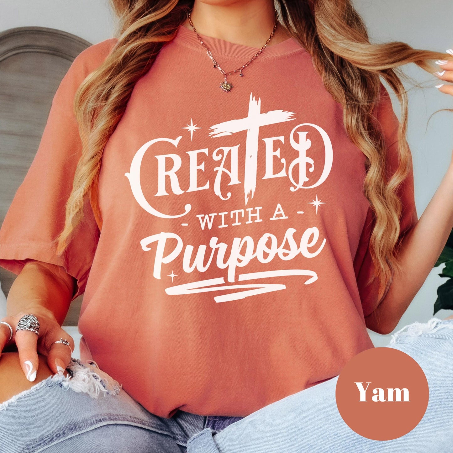Created with a Purpose Shirt, Comfort Colors® Christian Tee, Faith-Based Inspirational Shirt, Jesus for Women, Motivational Scripture Tee