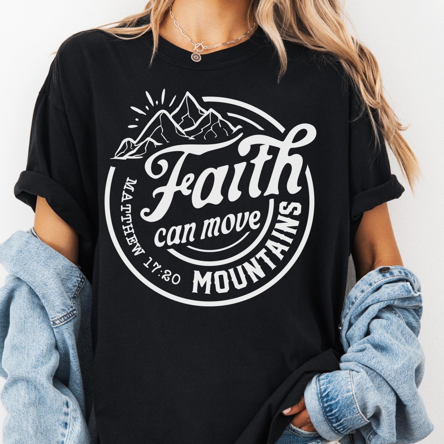Faith Can Move Mountains Shirt, Comfort Colors® Christian Tee, Matthew 17:20 Bible Verse Shirt, Inspirational Faith Shirt, Religious Tee