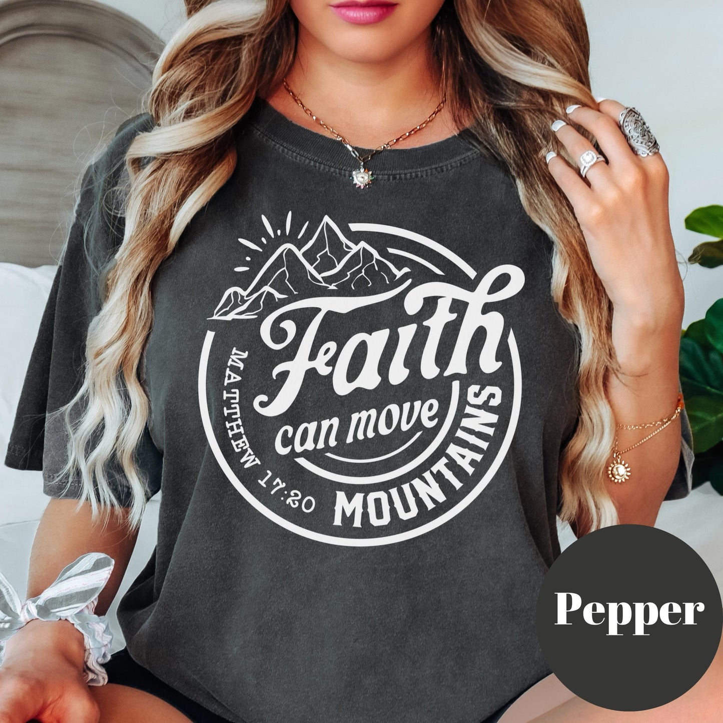 Faith Can Move Mountains Shirt, Comfort Colors® Christian Tee, Matthew 17:20 Bible Verse Shirt, Inspirational Faith Shirt, Religious Tee