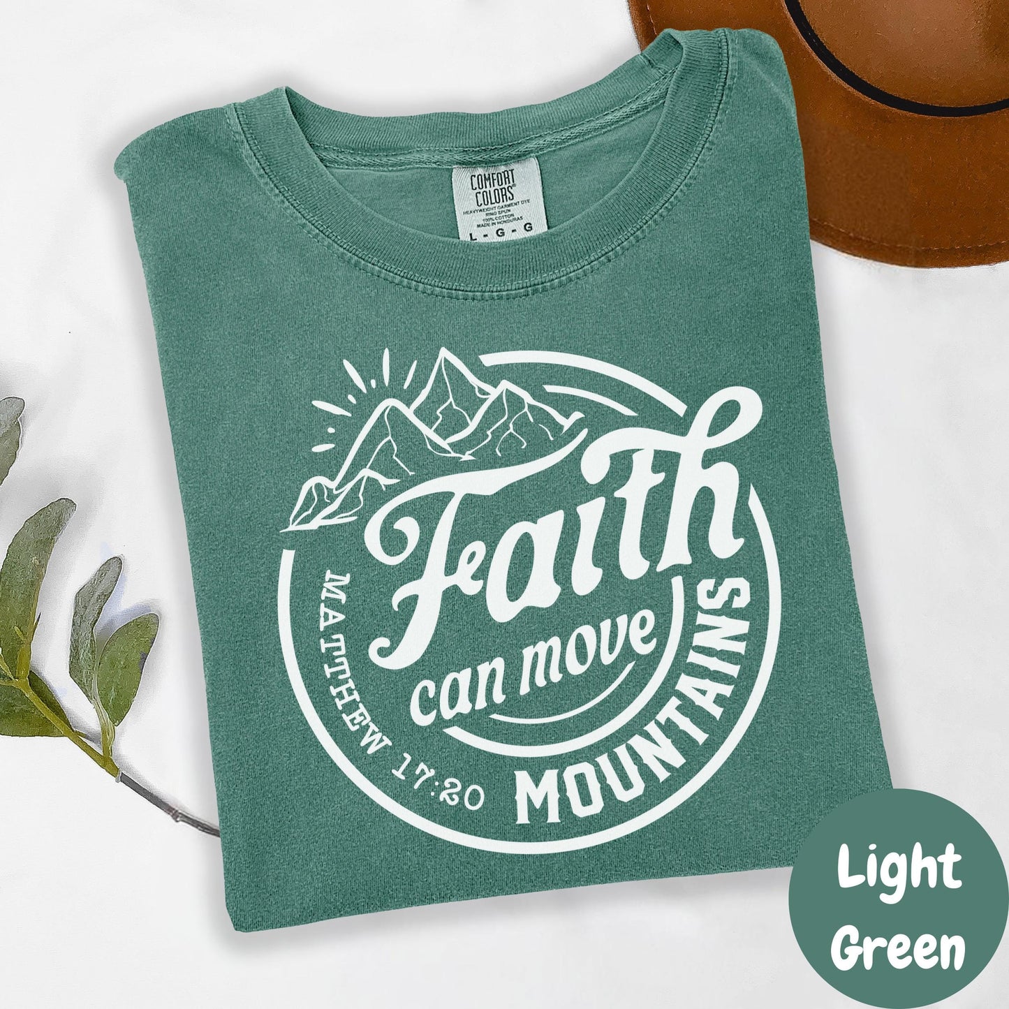 Faith Can Move Mountains Shirt, Comfort Colors® Christian Tee, Matthew 17:20 Bible Verse Shirt, Inspirational Faith Shirt, Religious Tee