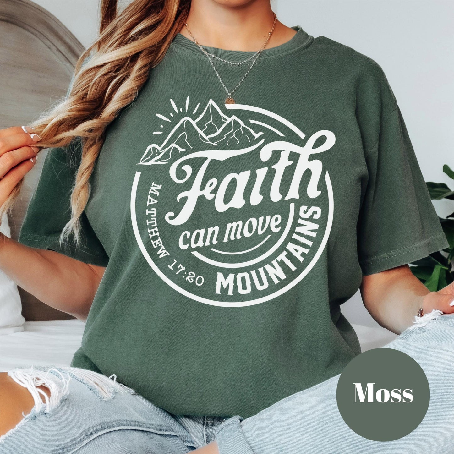 Faith Can Move Mountains Shirt, Comfort Colors® Christian Tee, Matthew 17:20 Bible Verse Shirt, Inspirational Faith Shirt, Religious Tee