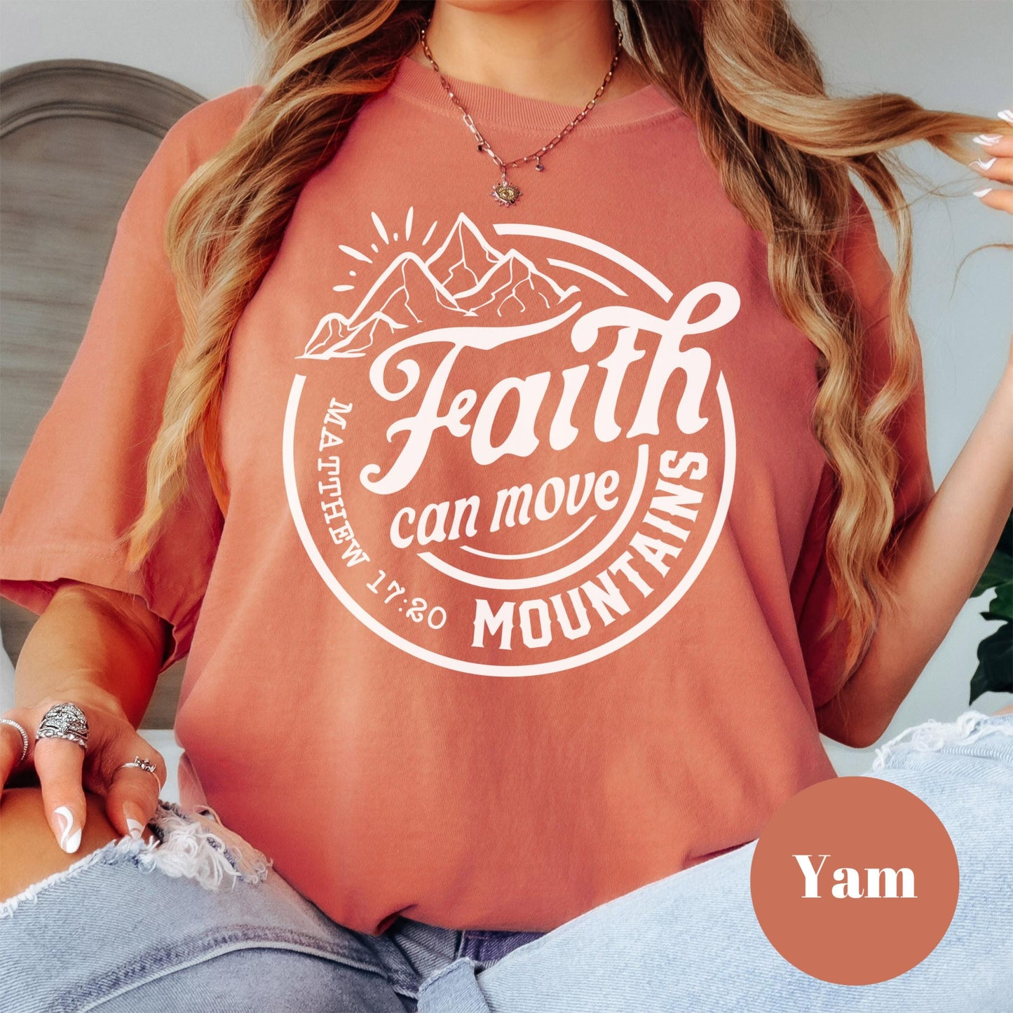 Faith Can Move Mountains Shirt, Comfort Colors® Christian Tee, Matthew 17:20 Bible Verse Shirt, Inspirational Faith Shirt, Religious Tee
