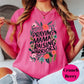 Praying Mama Raising Warriors Shirt, Comfort Colors® Christian Mom Tee, Faith-Based Floral Graphic Tee, Motherhood Gift, Godly Mom Shirt