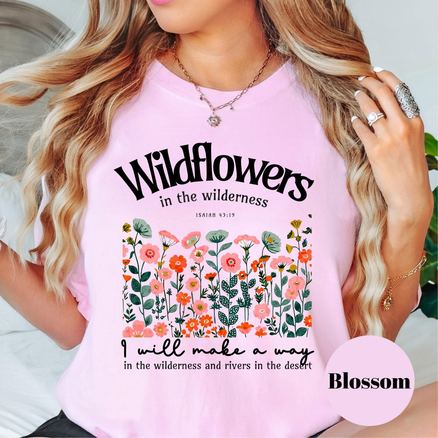 Wildflowers in the Wilderness Shirt, Comfort Colors® Faith Tee, Isaiah 43:19 Bible Verse Shirt, Christian Floral Tee, Inspirational Gift