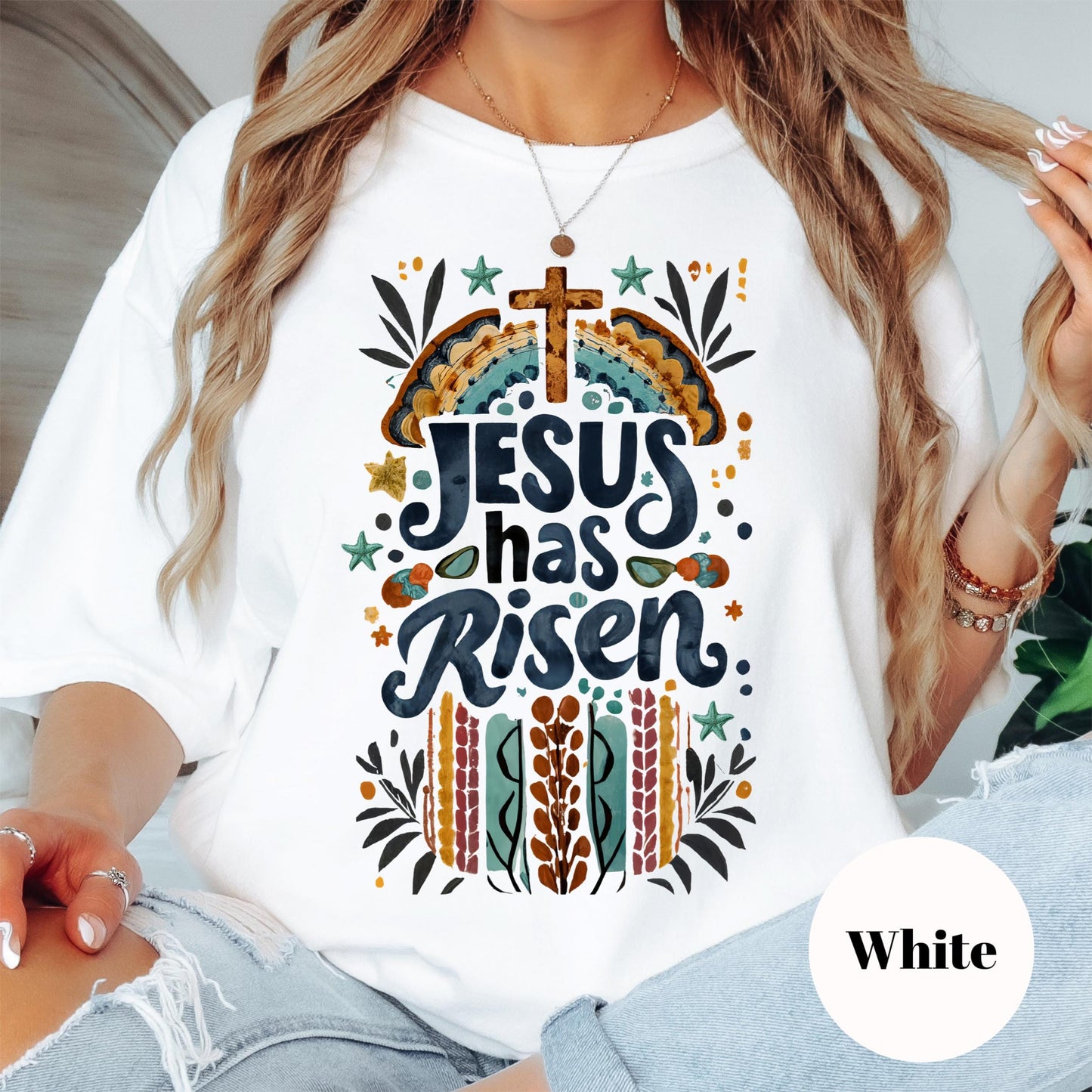 Jesus Has Risen Shirt, Comfort Colors® Retro Christian Tee, Easter Faith Graphic Shirt for Women, Resurrection Sunday Shirt, He Is Risen Tee