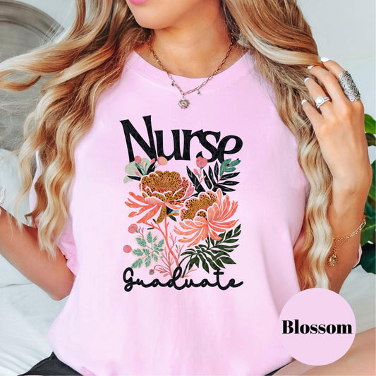 Nurse Graduate Shirt, Comfort Colors® Floral Nursing Graduation Tee, RN Graduate Gift for Her, Cute Medical School Tee, New Nurse Shirt