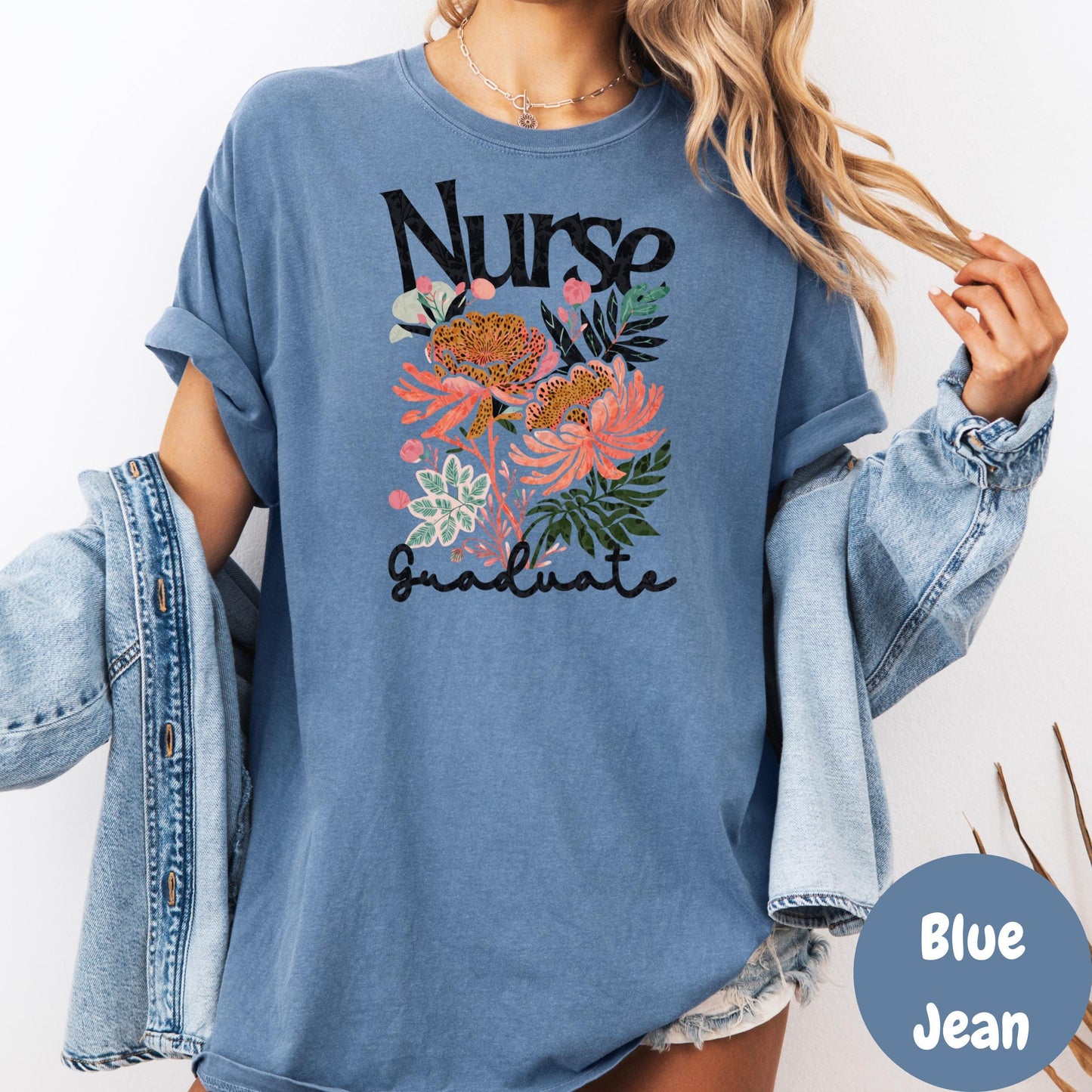 Nurse Graduate Shirt, Comfort Colors® Floral Nursing Graduation Tee, RN Graduate Gift for Her, Cute Medical School Tee, New Nurse Shirt