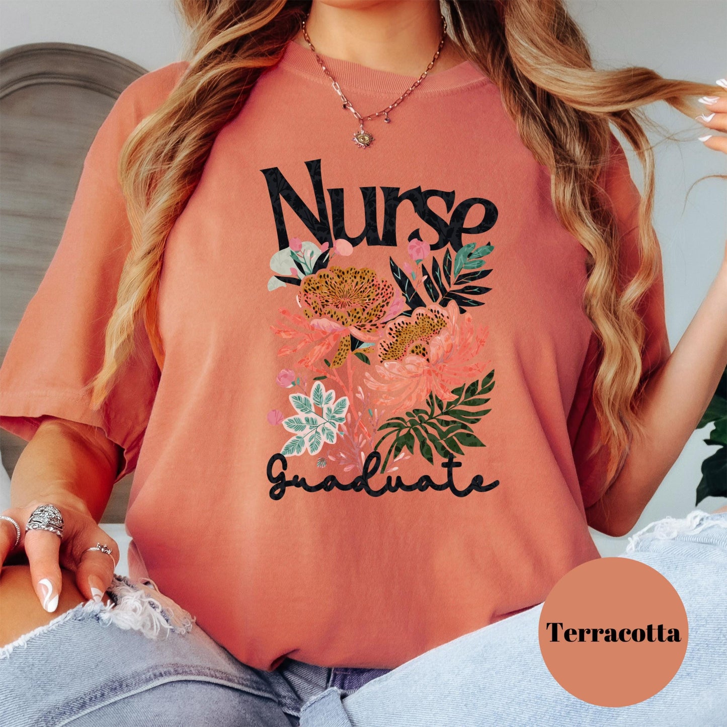 Nurse Graduate Shirt, Comfort Colors® Floral Nursing Graduation Tee, RN Graduate Gift for Her, Cute Medical School Tee, New Nurse Shirt