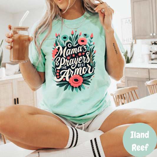 Mama’s Prayers Are the Best Armor Shirt, Comfort Colors® Christian Mom Tee, Faith Shirt, Encouraging Gift for Mothers, Prayer Warrior Shirt