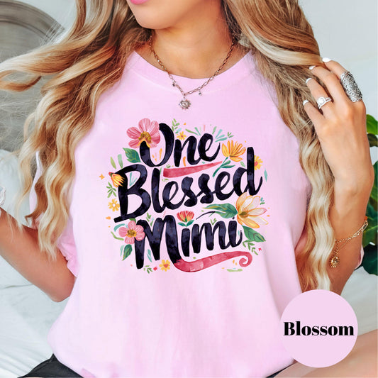 One Blessed Mimi Shirt, Comfort Colors® Grandma Tee, Floral Christian Gift for Grandmother, Faith-Based Tee for Mimi, Mother's Day Gift