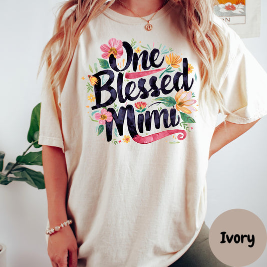 One Blessed Mimi Shirt, Comfort Colors® Grandma Tee, Floral Christian Gift for Grandmother, Faith-Based Tee for Mimi, Mother's Day Gift