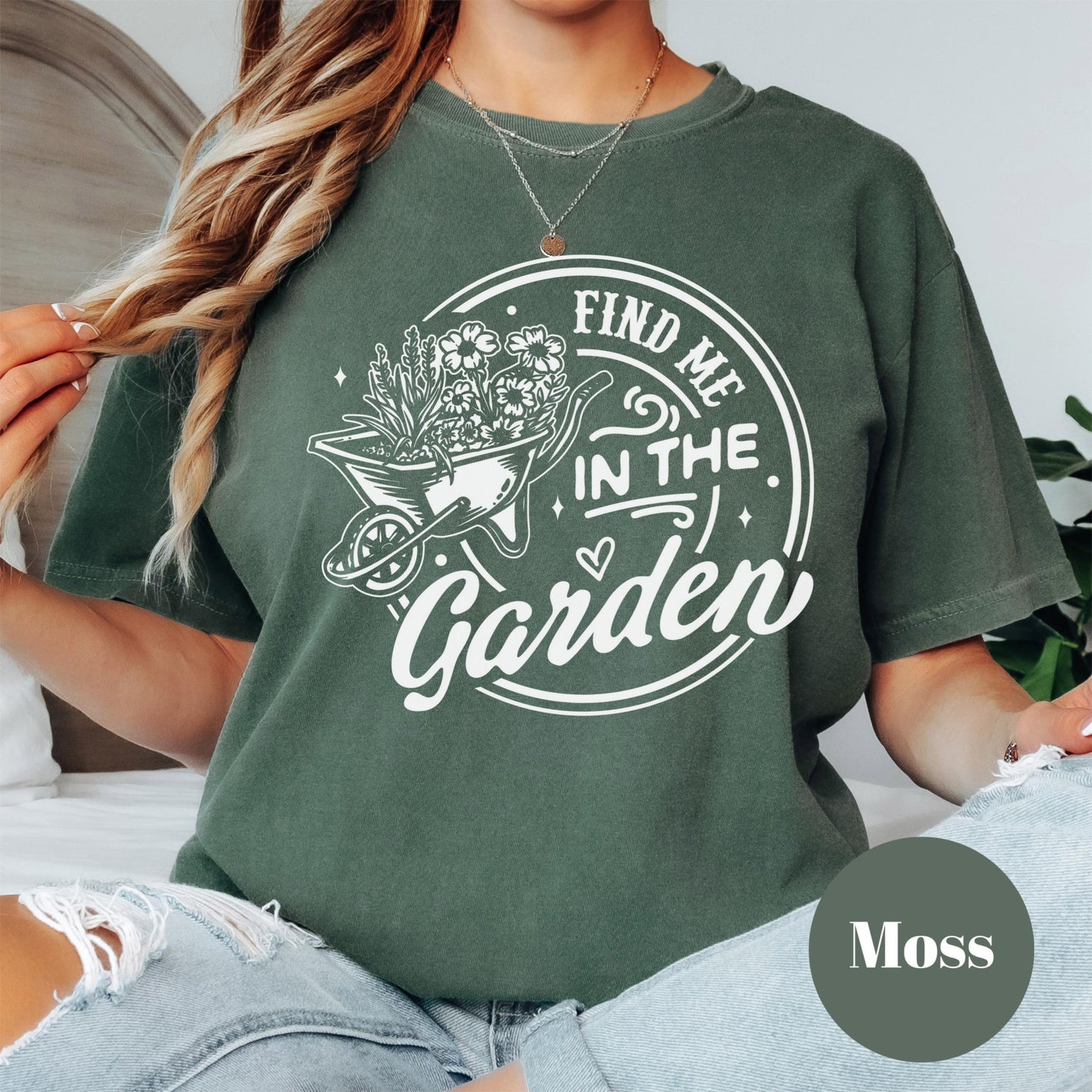 Find Me in the Garden Shirt, Comfort Colors® Gardening Tee, Floral Wheelbarrow Graphic Tee for Women, Plant Lover Gift, Garden Life Shirt