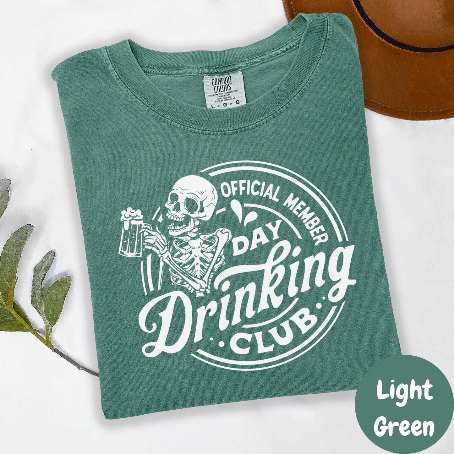 Day Drinking Club Shirt, Comfort Colors® Funny Skeleton Tee, Official Member Graphic Shirt for Women, Brunch Humor Drinking Gift Tee