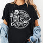 Dead Inside But Caffeinated Shirt, Comfort Colors® Funny Skeleton Coffee Tee, Dark Humor Shirt for Tired Women, Goth Coffee Lover Gift