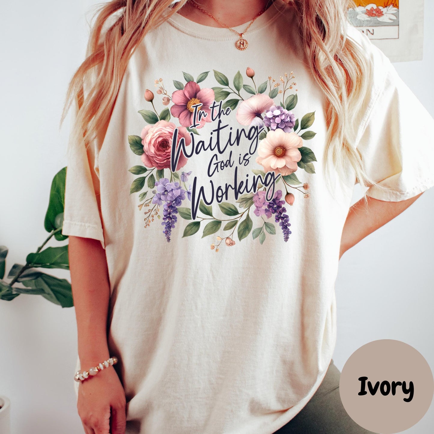 In the Waiting God is Working Shirt, Comfort Colors® Faith-Based Tee, Encouraging Christian Shirt for Women, Inspirational Bible Verse Tee