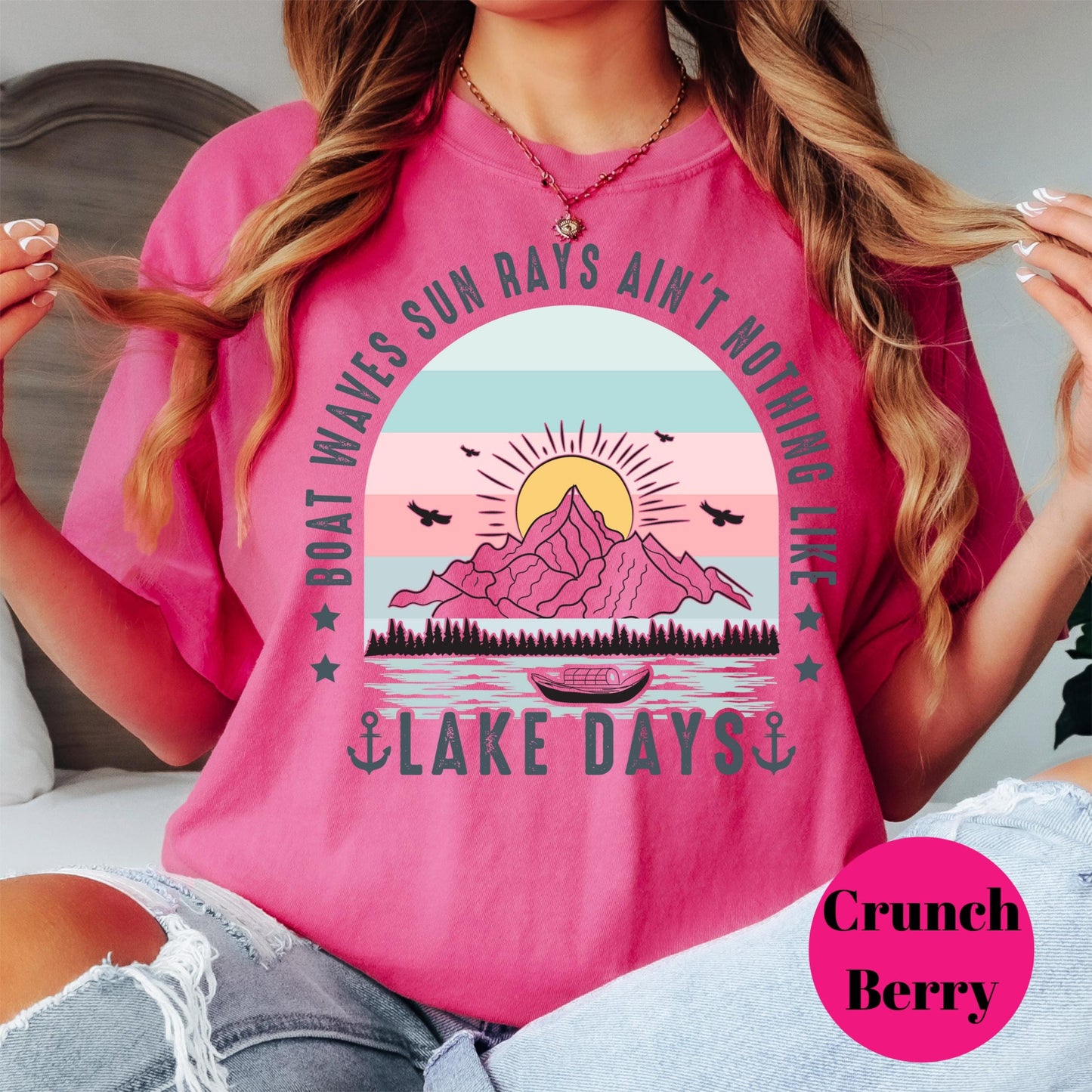 Lake Days Shirt, Boat Waves and Sun Rays Tee, Retro Lake Life Shirt, Summer Graphic Tee, Outdoors Camping Hiking T-Shirt