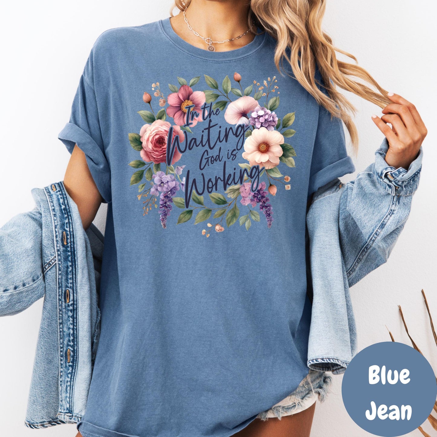 In the Waiting God is Working Shirt, Comfort Colors® Faith-Based Tee, Encouraging Christian Shirt for Women, Inspirational Bible Verse Tee