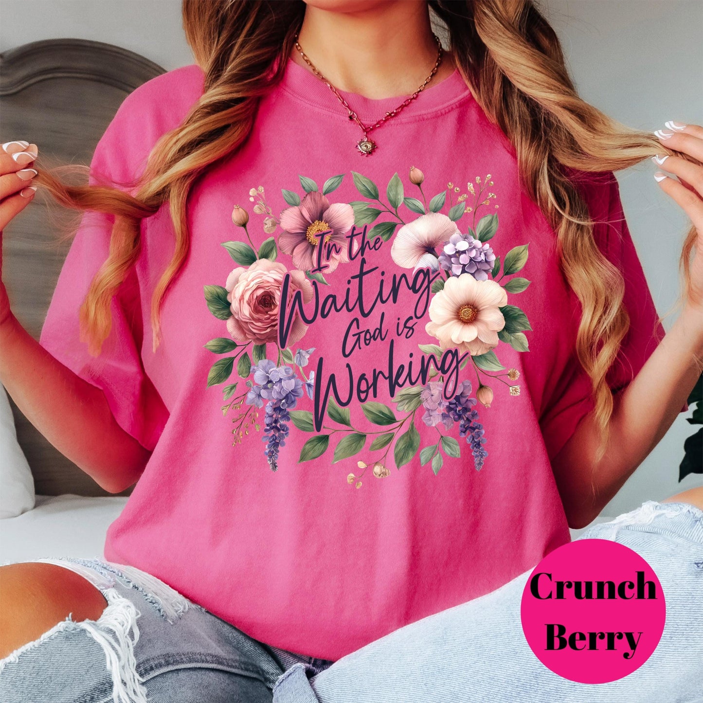 In the Waiting God is Working Shirt, Comfort Colors® Faith-Based Tee, Encouraging Christian Shirt for Women, Inspirational Bible Verse Tee