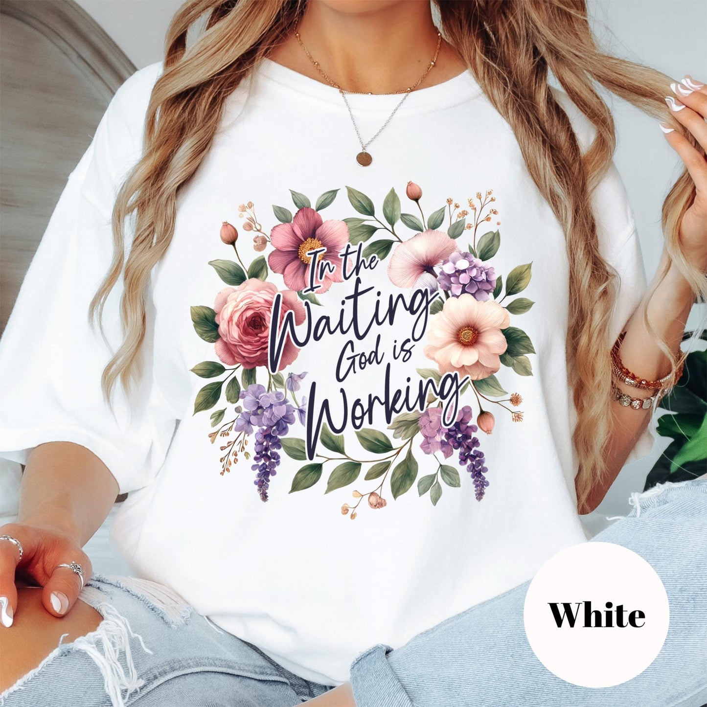 In the Waiting God is Working Shirt, Comfort Colors® Faith-Based Tee, Encouraging Christian Shirt for Women, Inspirational Bible Verse Tee