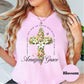 Amazing Grace Shirt, Comfort Colors® Floral Cross Christian Tee, Hymn Shirt for Women, Once Was Lost But Now Am Found Shirt