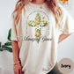Amazing Grace Shirt, Comfort Colors® Floral Cross Christian Tee, Hymn Shirt for Women, Once Was Lost But Now Am Found Shirt