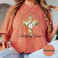 Amazing Grace Shirt, Comfort Colors® Floral Cross Christian Tee, Hymn Shirt for Women, Once Was Lost But Now Am Found Shirt