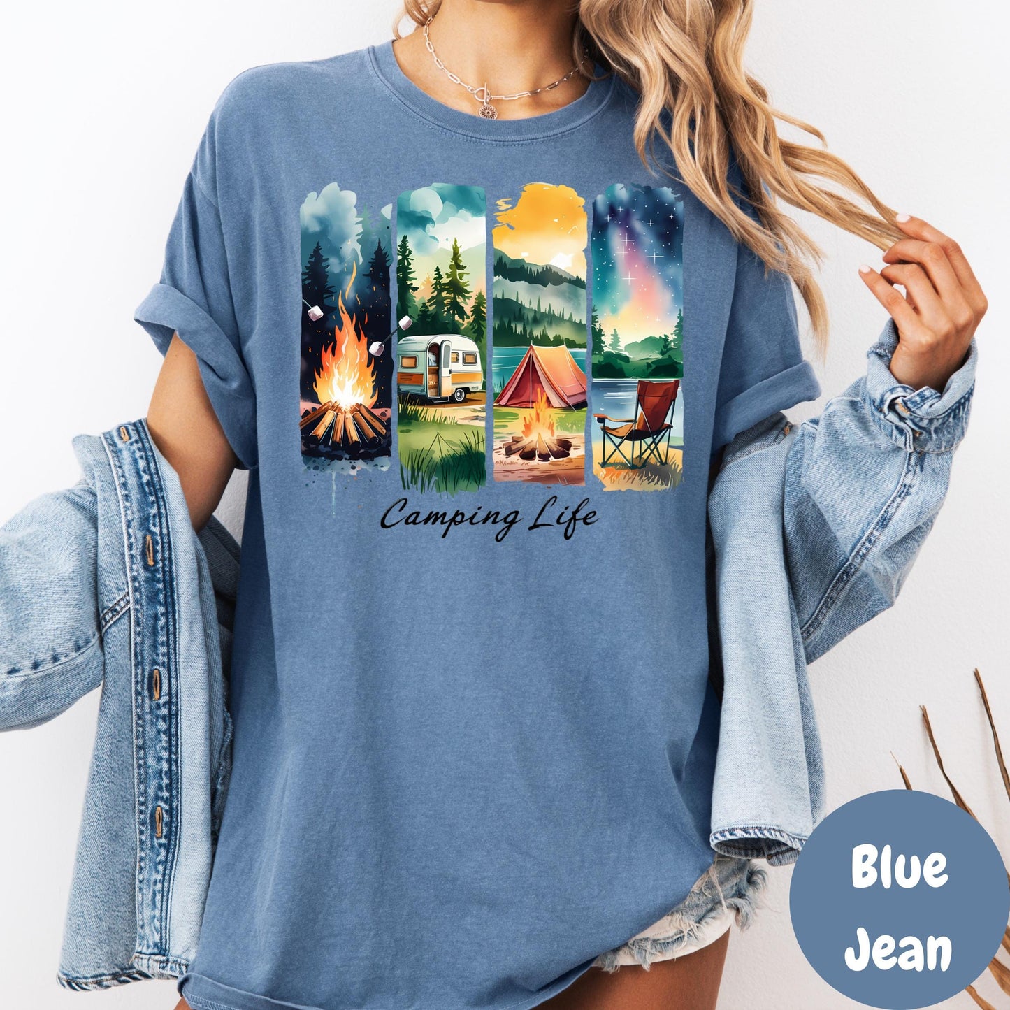 Camping Life Shirt, Comfort Colors® Outdoors Tee, Campfire and Tent Graphic Tee, Summer Nature Adventure Shirt