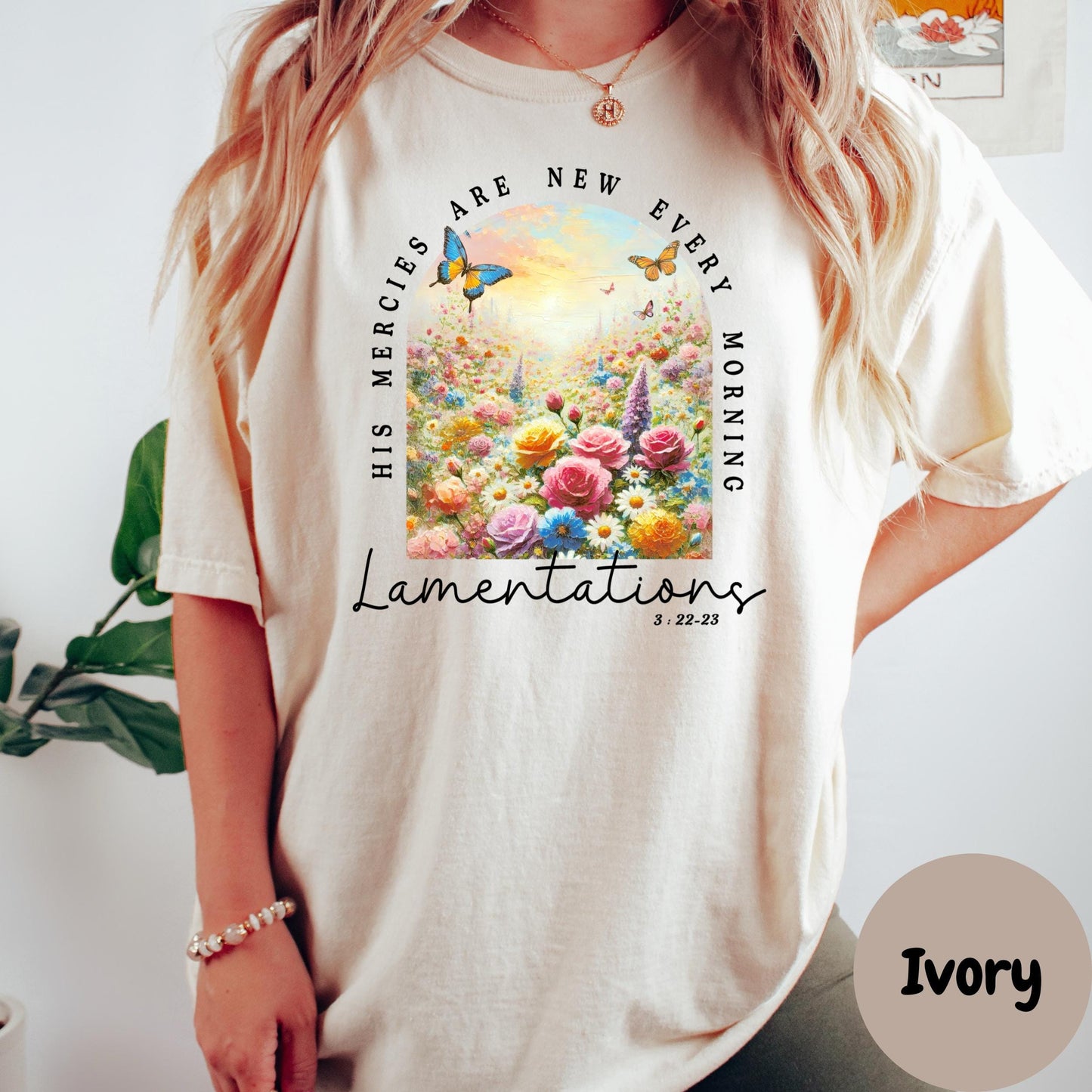 His Mercies Are New Shirt, Lamentations 3:22 Tee, Comfort Colors® Christian Shirt, Morning Mercies Bible Verse Tee