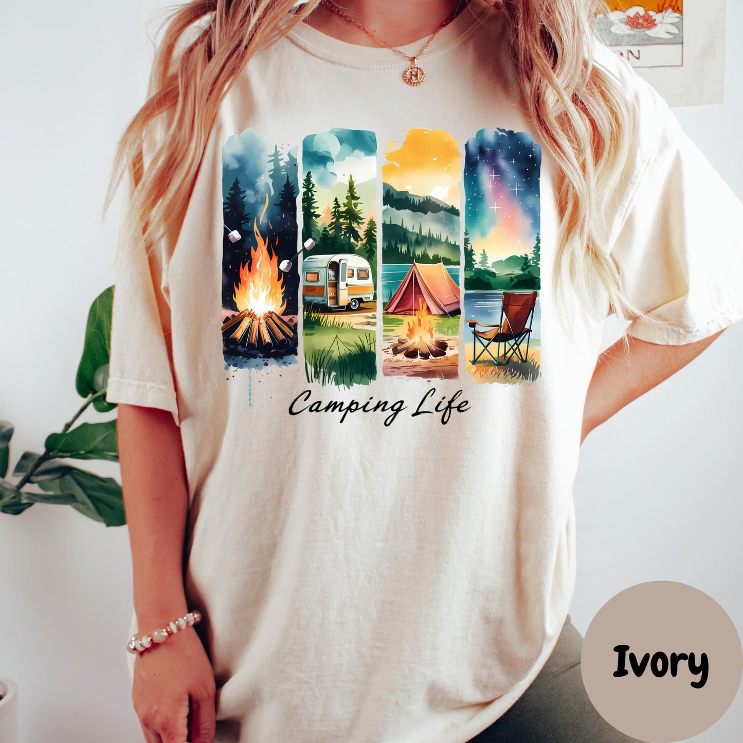 Camping Life Shirt, Comfort Colors® Outdoors Tee, Campfire and Tent Graphic Tee, Summer Nature Adventure Shirt