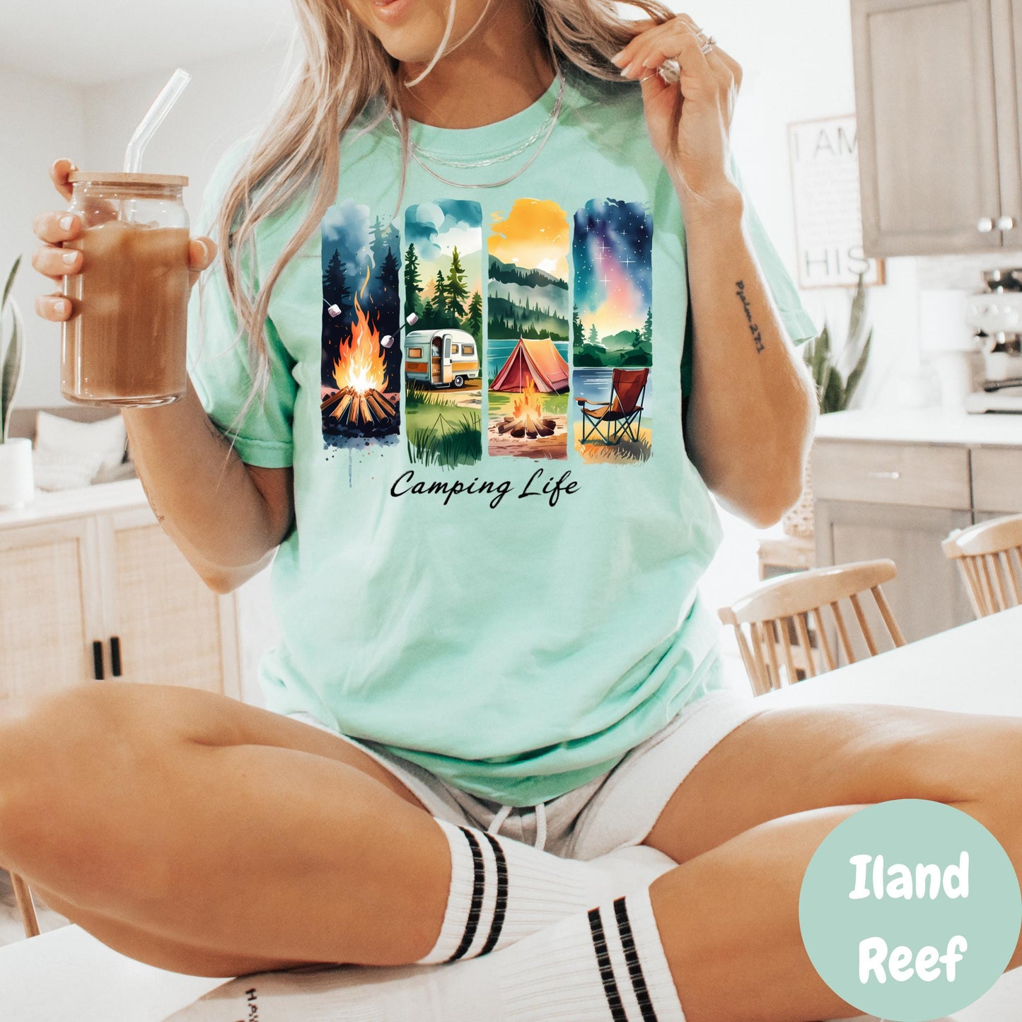 Camping Life Shirt, Comfort Colors® Outdoors Tee, Campfire and Tent Graphic Tee, Summer Nature Adventure Shirt