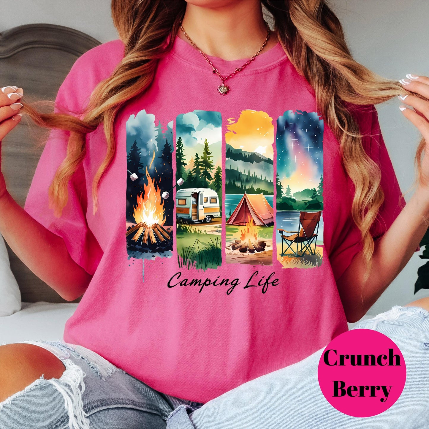 Camping Life Shirt, Comfort Colors® Outdoors Tee, Campfire and Tent Graphic Tee, Summer Nature Adventure Shirt