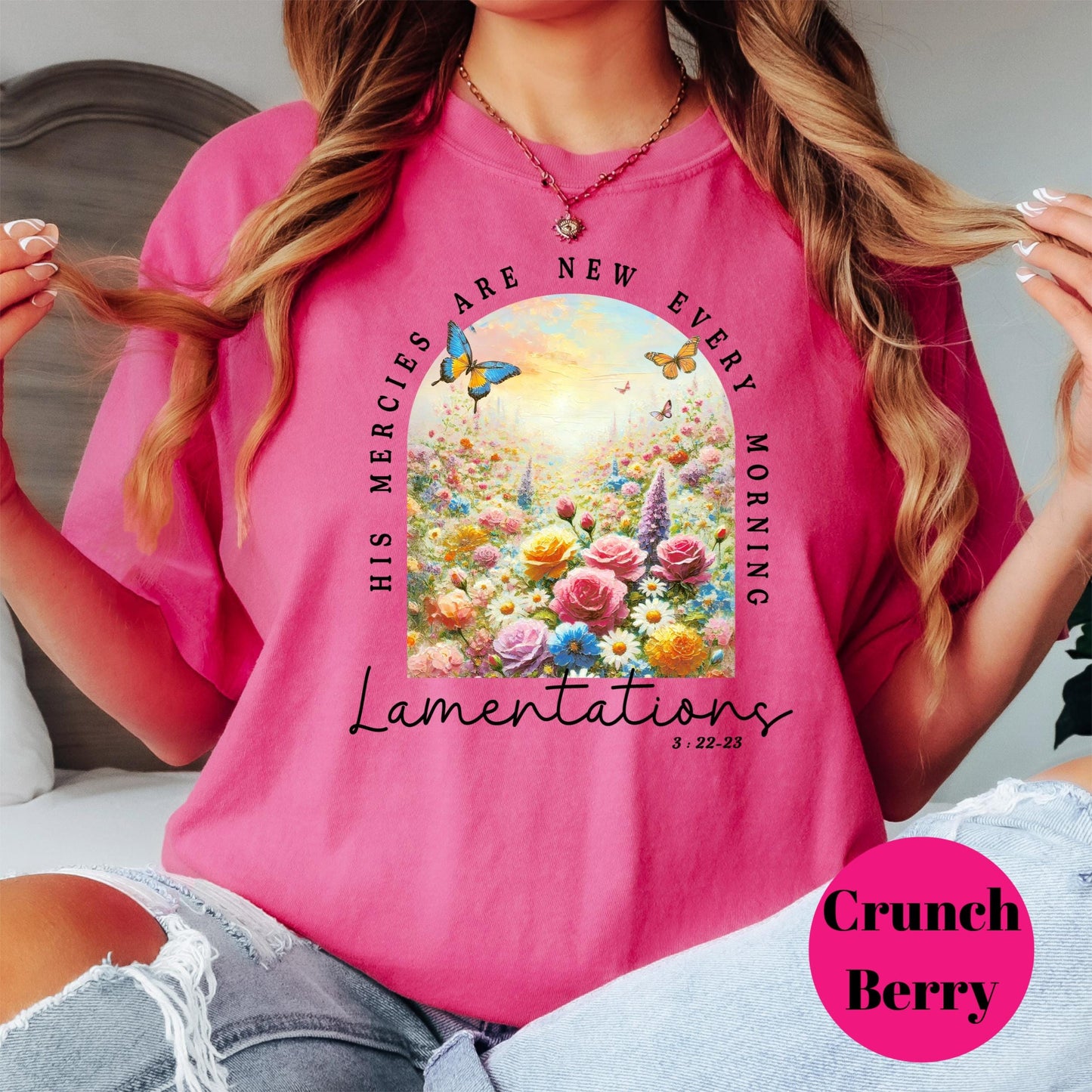 His Mercies Are New Shirt, Lamentations 3:22 Tee, Comfort Colors® Christian Shirt, Morning Mercies Bible Verse Tee