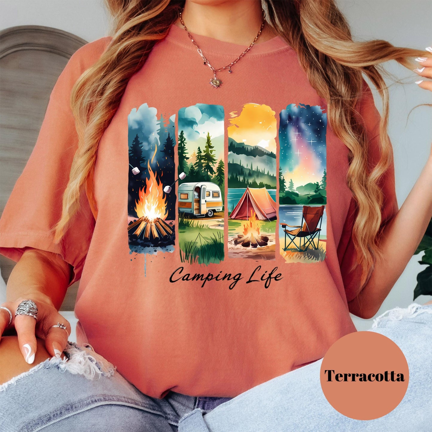 Camping Life Shirt, Comfort Colors® Outdoors Tee, Campfire and Tent Graphic Tee, Summer Nature Adventure Shirt