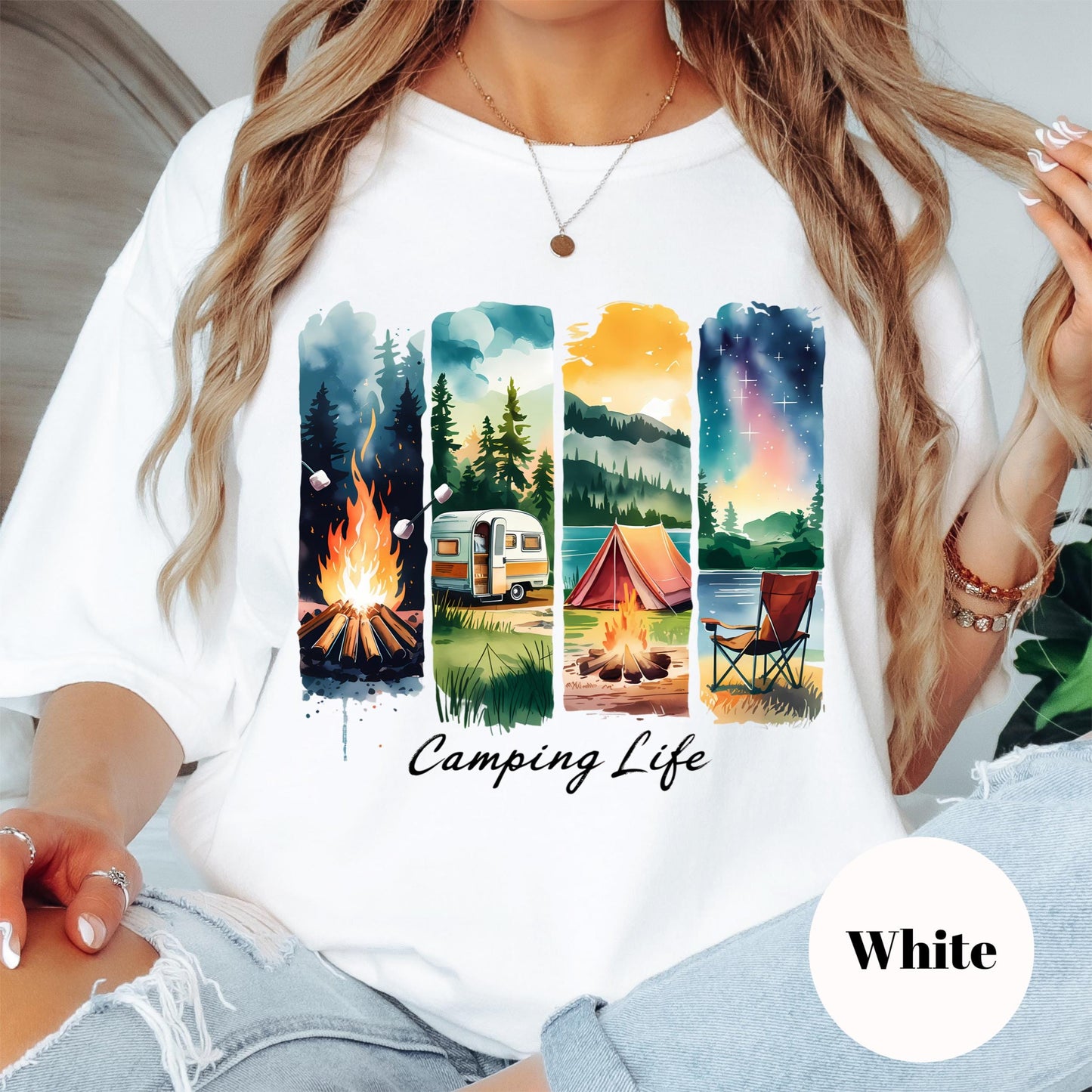 Camping Life Shirt, Comfort Colors® Outdoors Tee, Campfire and Tent Graphic Tee, Summer Nature Adventure Shirt