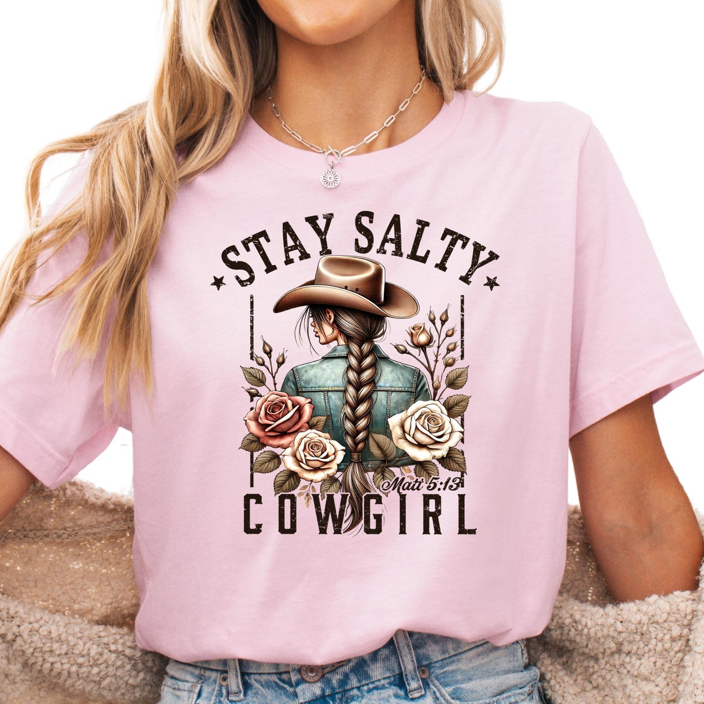 Stay Salty Cowgirl Shirt, Matthew 5:13 Shirt, Western Christian Shirt for Women, Faith-Based Cowgirl Tee, Country Girl Bible Verse Shirt