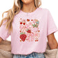 Strawberry Bow Shirt, Coquette Strawberry Tee, Kawaii Pink Summer Shirt, Girly Fruit Graphic Shirt, Cute Berrycore Aesthetic Shirt