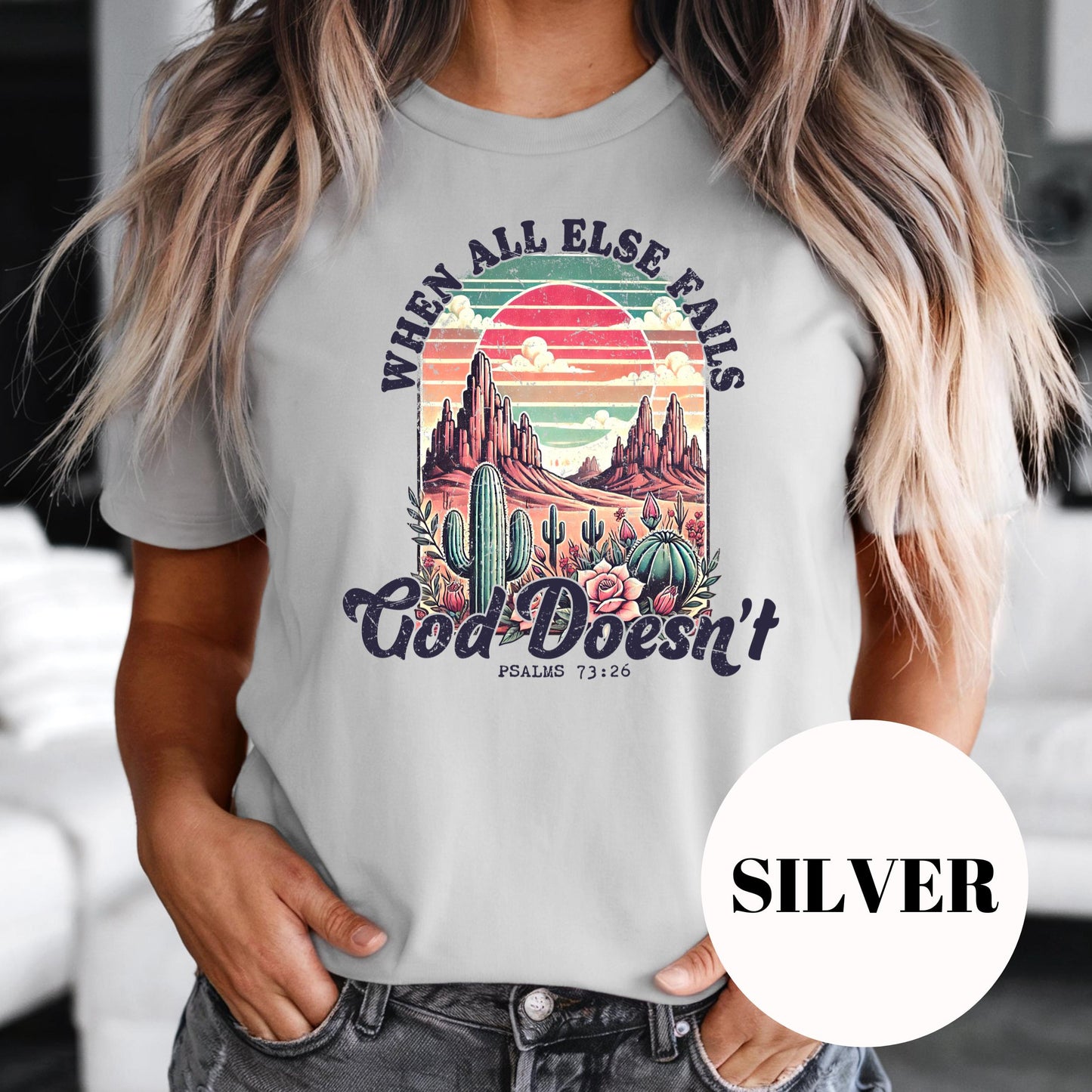 When All Else Fails God Doesn’t Shirt, Christian Sublimation Tee, Bible Verse Graphic Shirt, Vintage Faded Print Tee, Faith Shirt for Women