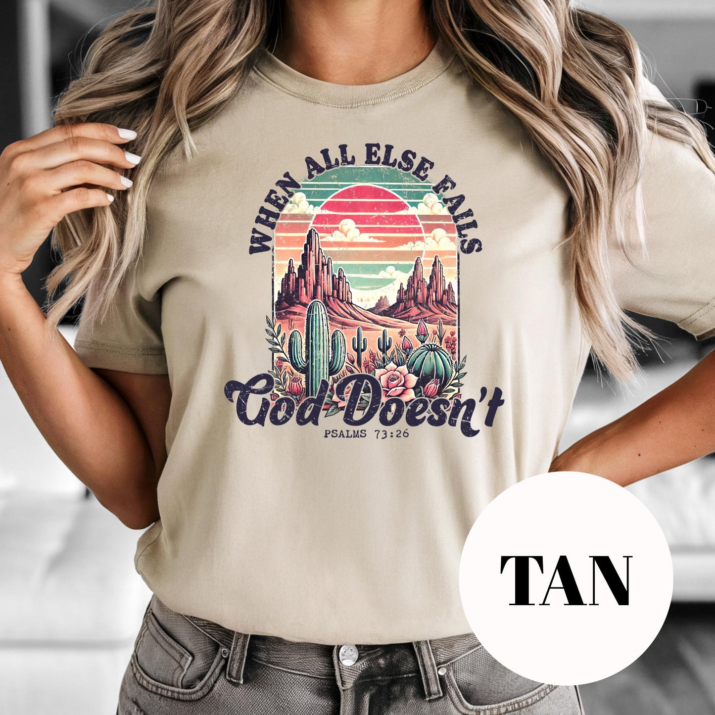 When All Else Fails God Doesn’t Shirt, Christian Sublimation Tee, Bible Verse Graphic Shirt, Vintage Faded Print Tee, Faith Shirt for Women