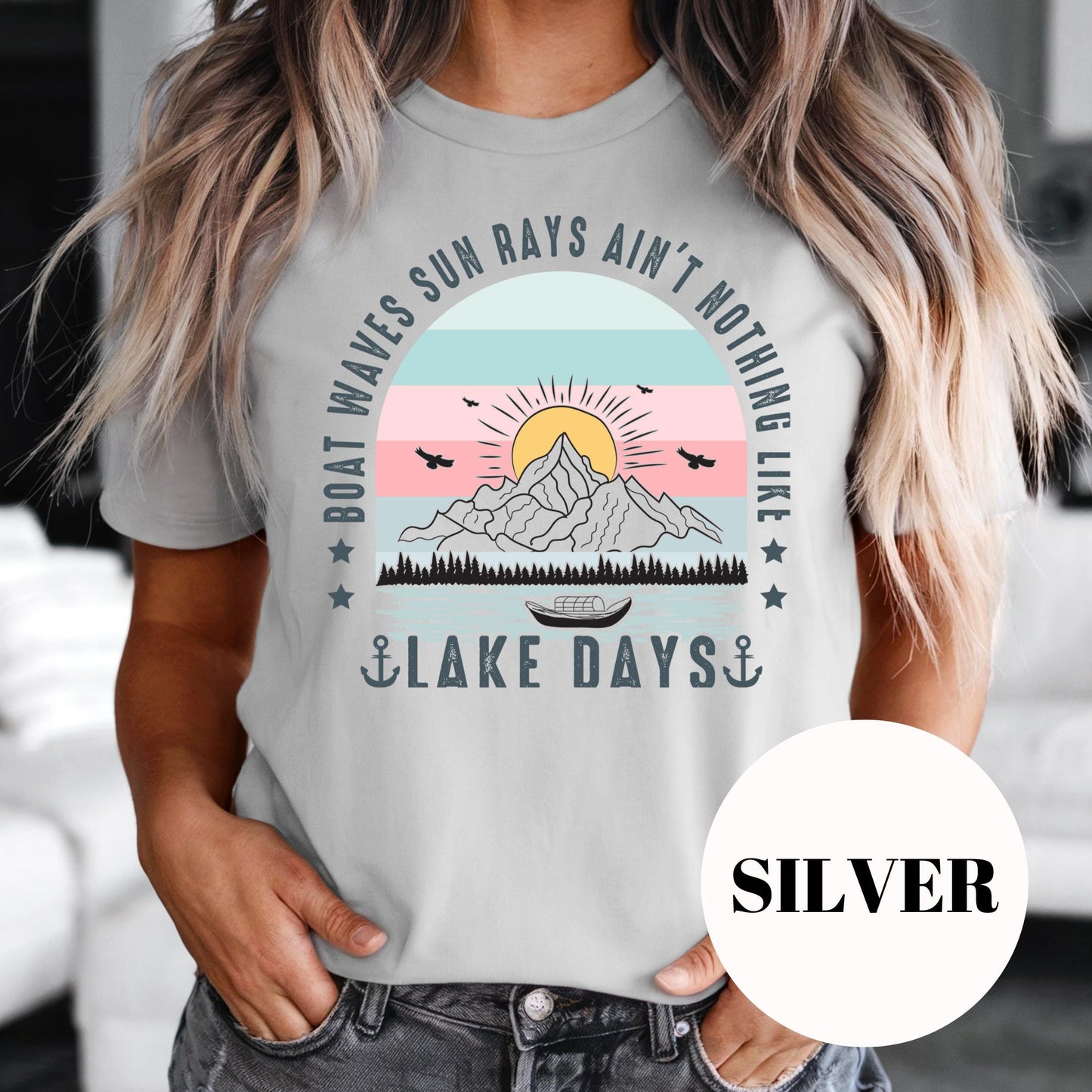 Lake Days Shirt, Retro Lake Life Sublimation Tee, Summer Boat and Mountain Graphic Shirt, Vintage Faded Print Tee, Outdoorsy Gift for Her