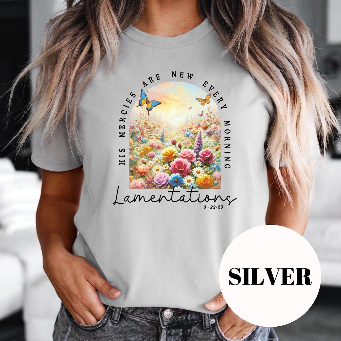 His Mercies Are New Shirt, Lamentations 3:22-23 Sublimation Tee, Christian Floral Sunrise Shirt, Inspirational Bible Verse Shirt, Faith Gift