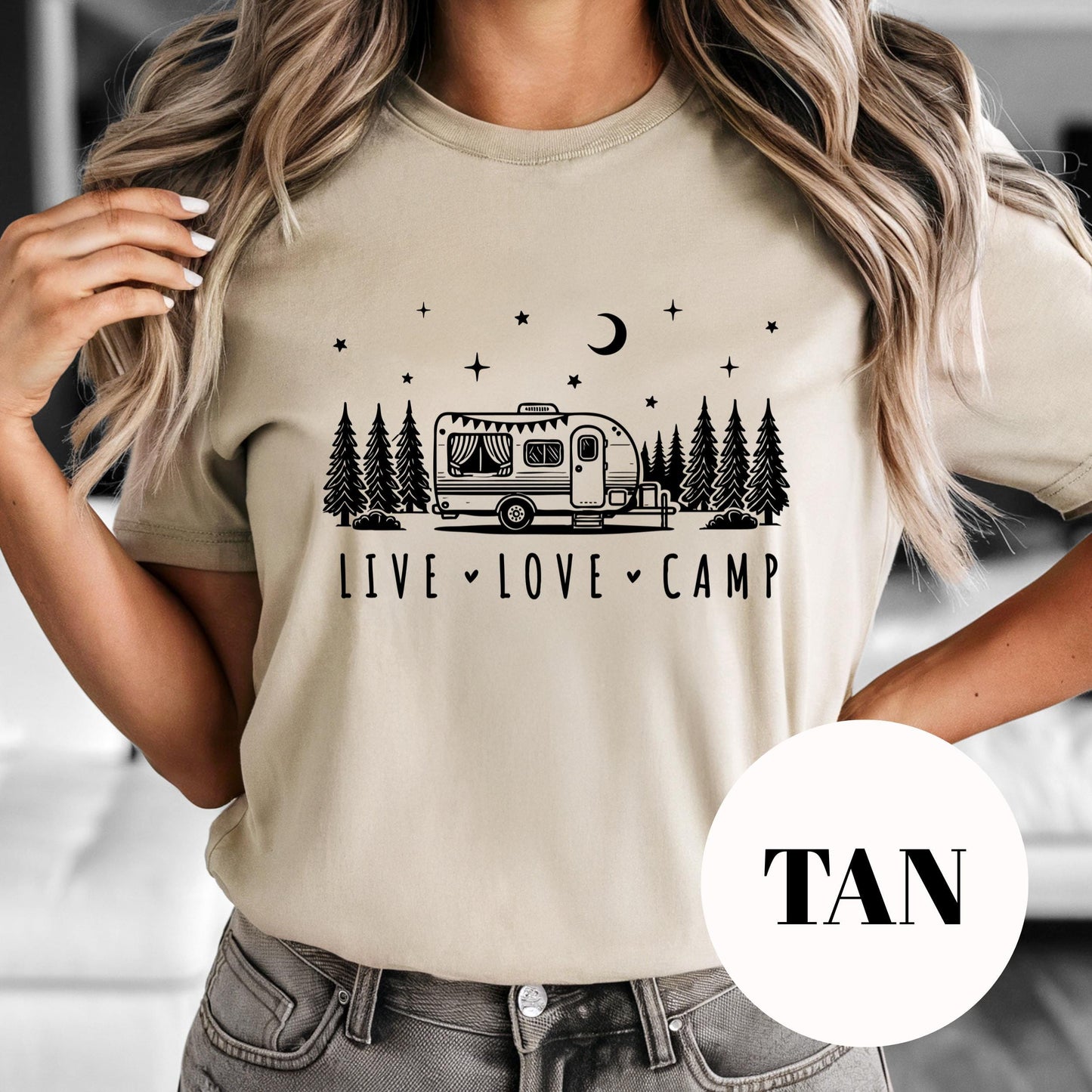 Live Love Camp Shirt, Camping Sublimation Tee, Vintage Camper Graphic Shirt, Outdoor Adventure Shirt, Faded Print Tee, Gift for Campers