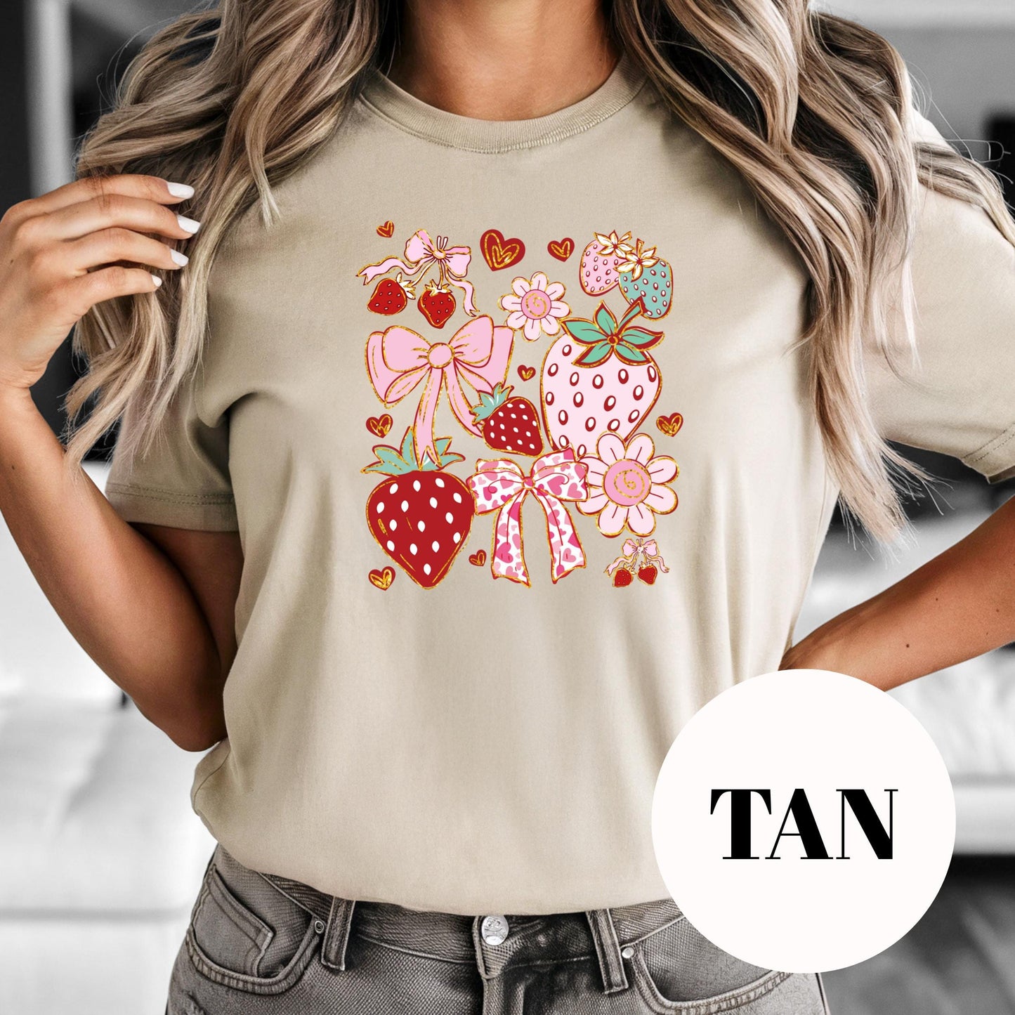 Strawberries and Bows Shirt, Cute Pink Sublimation Tee, Coquette Aesthetic T-Shirt, Vintage Faded Print Shirt, Girly Graphic Tee