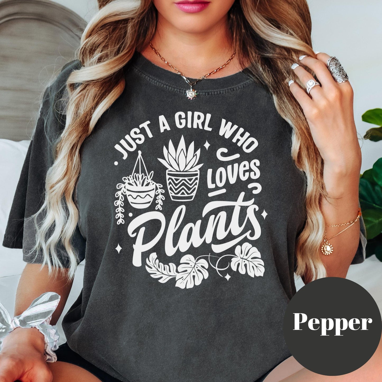 Just A Girl Who Loves Plants Shirt, Comfort Colors® Plant Mom Tee, Plant Lover Gift, Gardening Shirt, Houseplant Addict Shirt, Succulent Tee